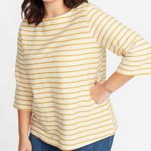 Old Navy Yellow Striped Plus-Size Boat-Neck Top
